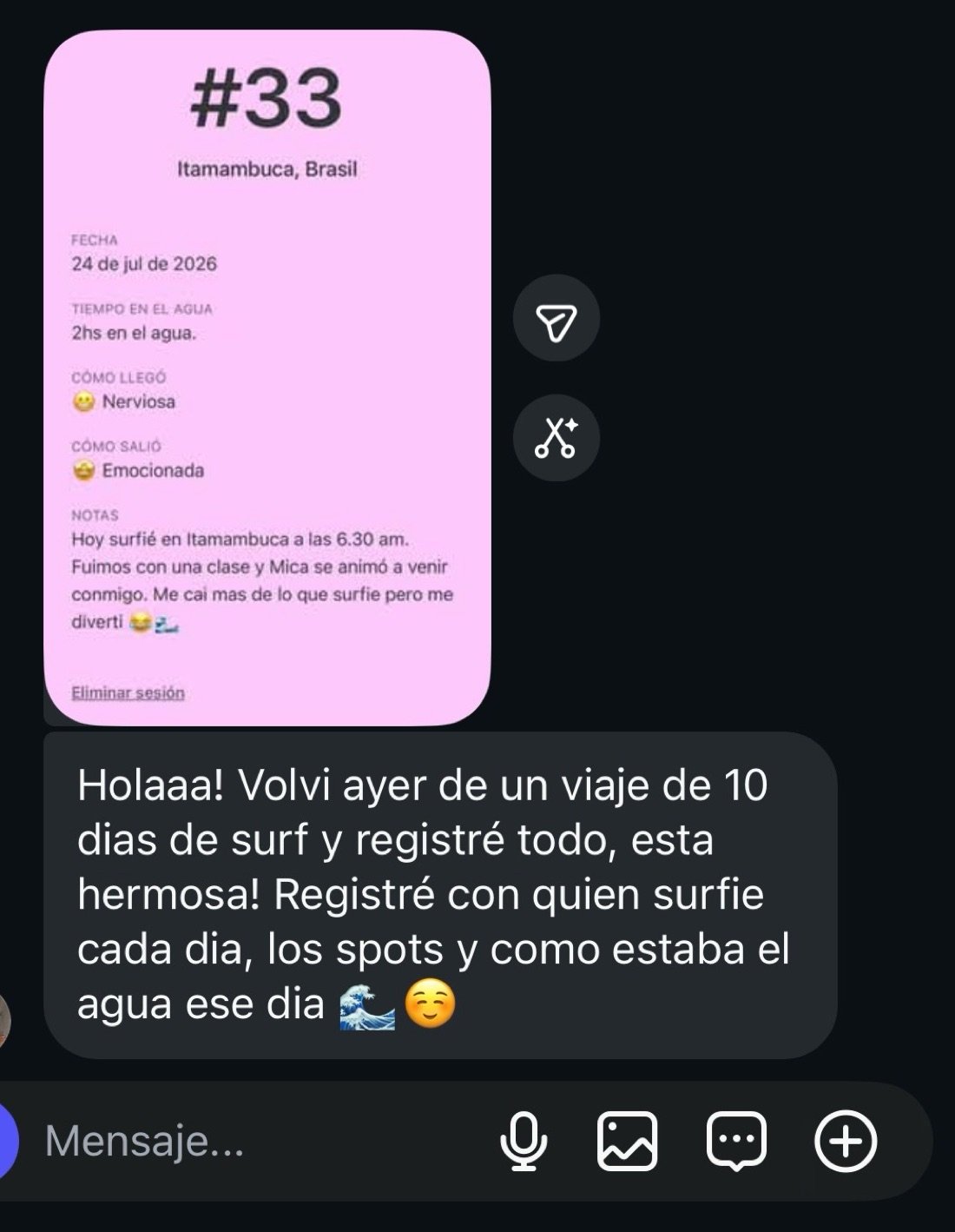 Mensaje real de una usuaria de Mind Blower
